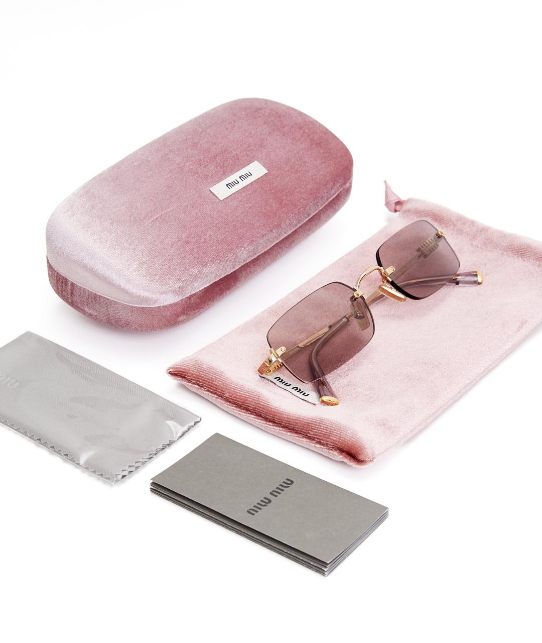 MIU MIU Золотые металлические солнцезащитные очки, фото 5
