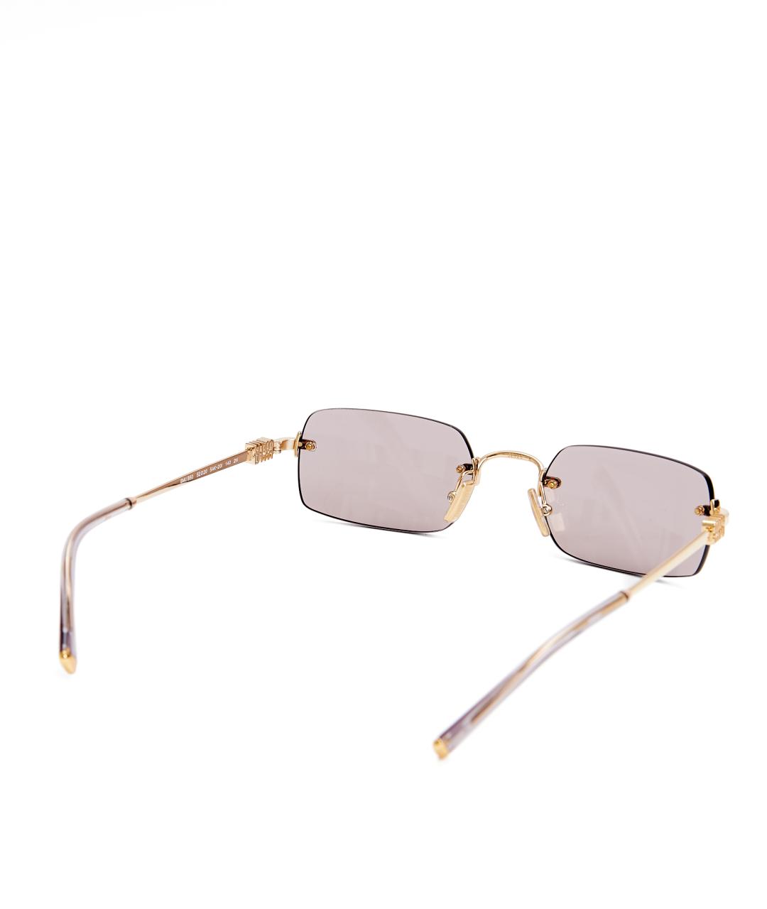 MIU MIU Золотые металлические солнцезащитные очки, фото 4
