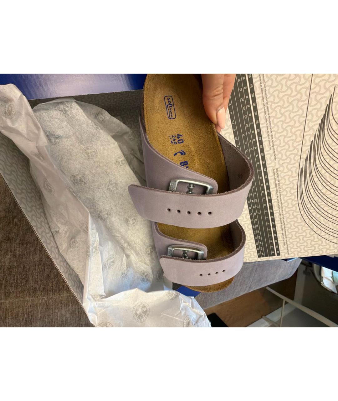 BIRKENSTOCK Фиолетовые нубуковые шлепанцы, фото 6