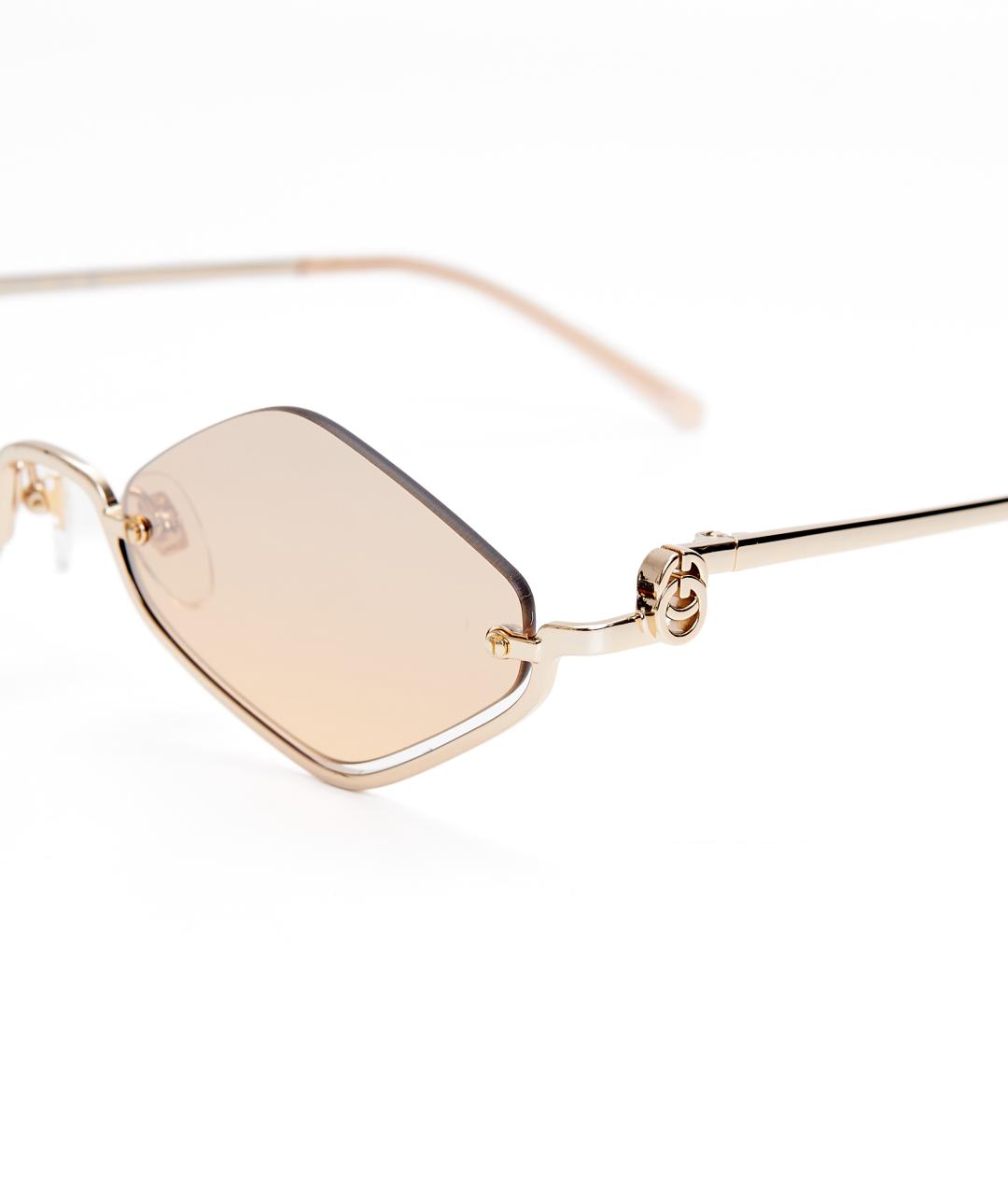 GUCCI Золотые металлические солнцезащитные очки, фото 2