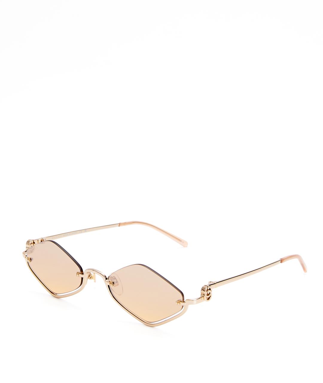 GUCCI Золотые металлические солнцезащитные очки, фото 3