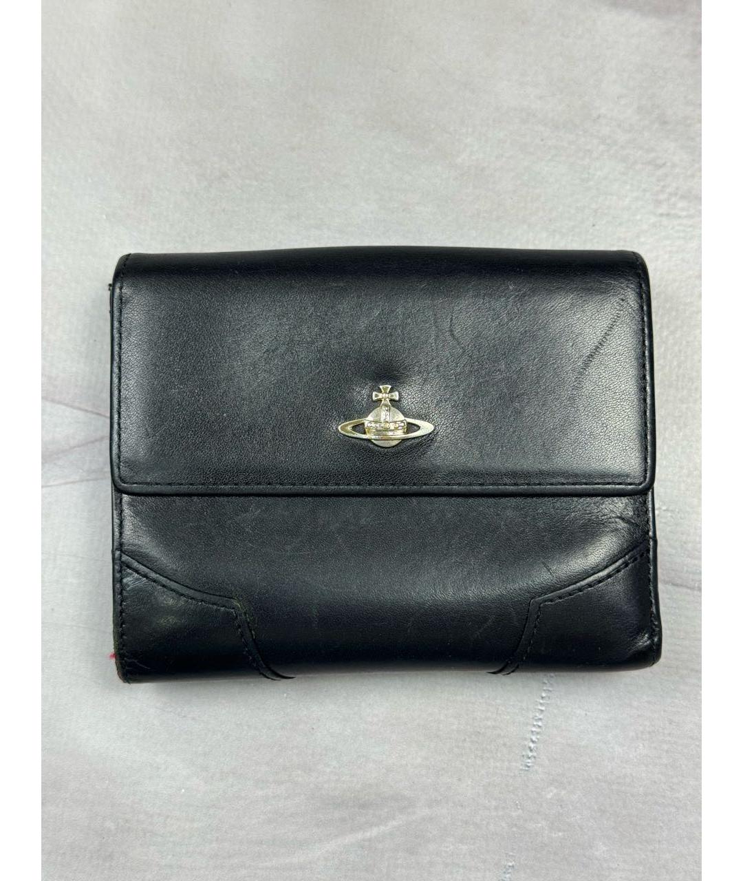 VIVIENNE WESTWOOD Черный кожаный кошелек, фото 2