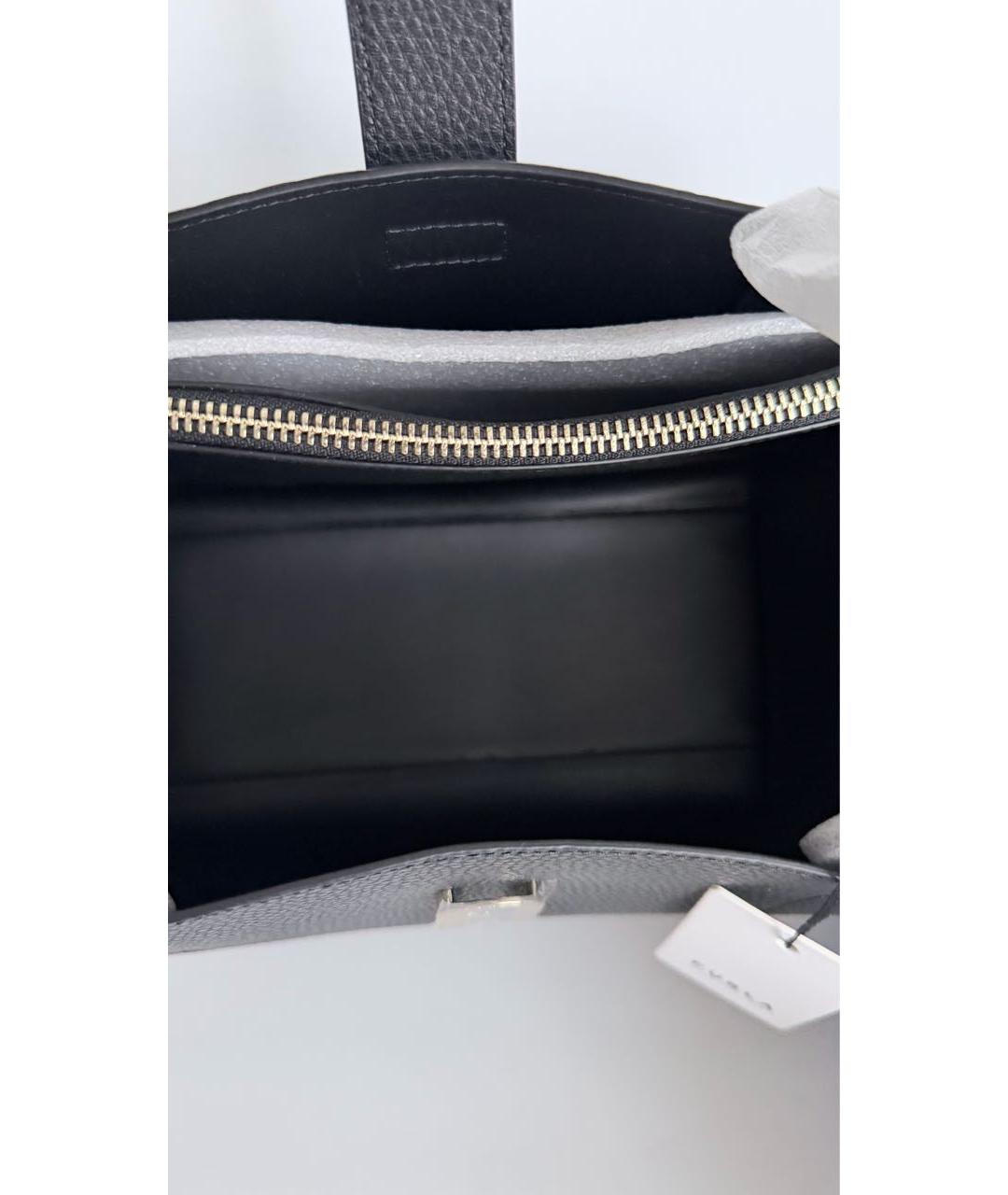 FURLA Черная кожаная сумка тоут, фото 6