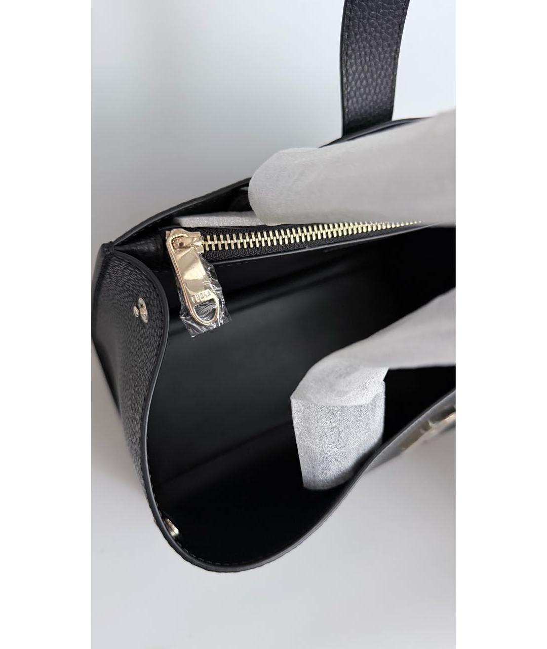 FURLA Черная кожаная сумка тоут, фото 7