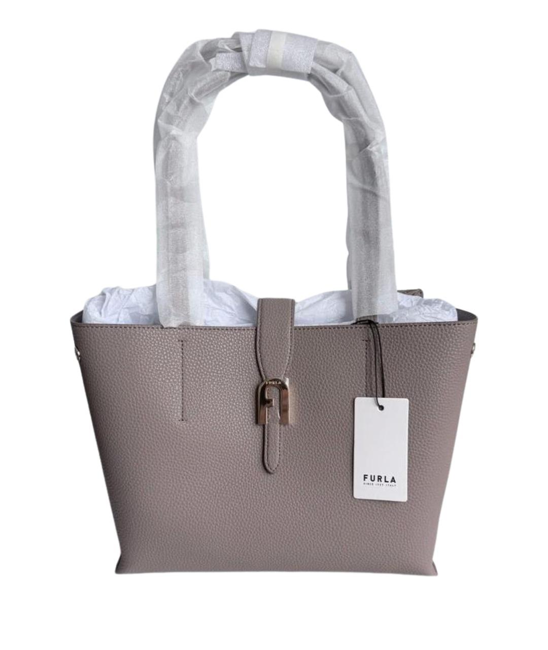 FURLA Бежевая кожаная сумка тоут, фото 1