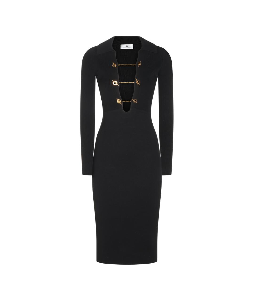 ELISABETTA FRANCHI Черное вискозное коктейльное платье, фото 1