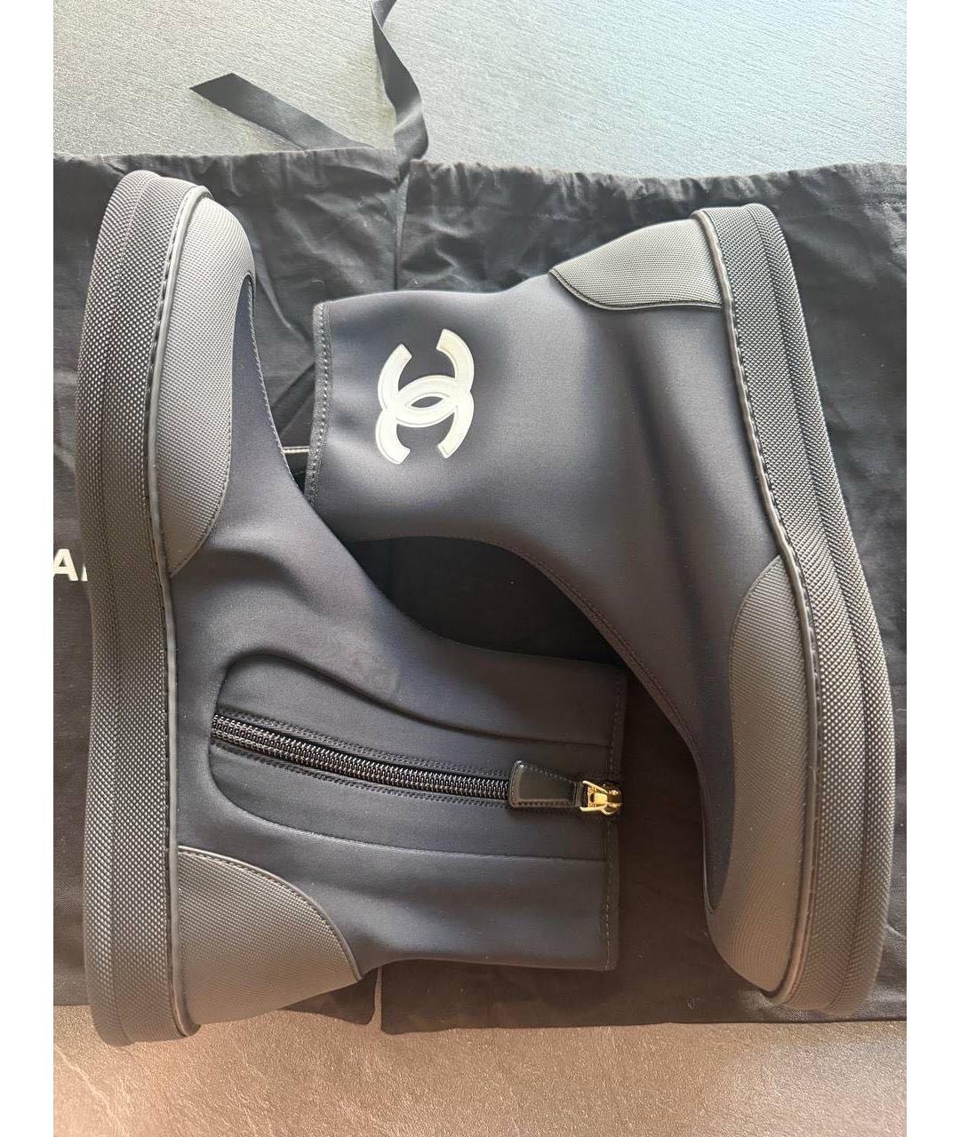 CHANEL Черные текстильные сапоги, фото 7