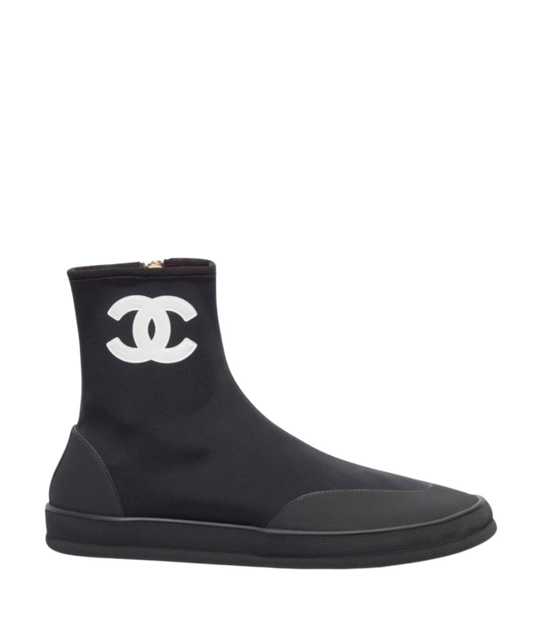 CHANEL Черные текстильные сапоги, фото 1