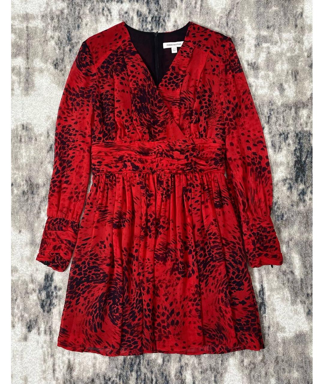 PIERRE BALMAIN Красное шелковое коктейльное платье, фото 2