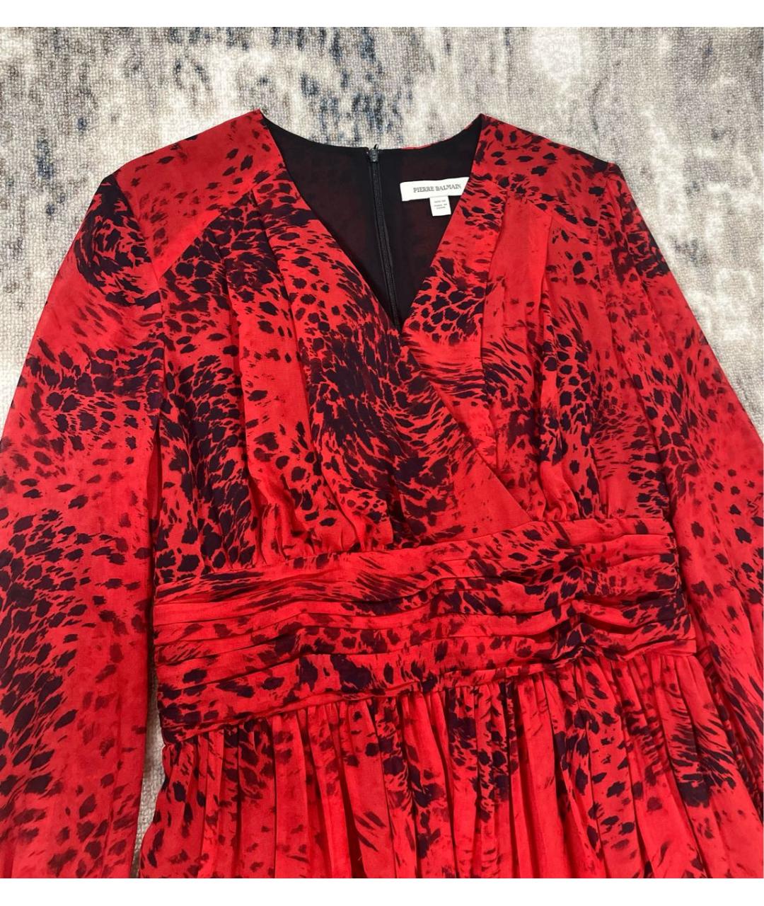 PIERRE BALMAIN Красное шелковое коктейльное платье, фото 3