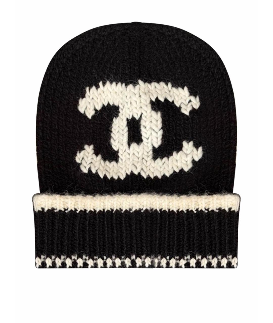 CHANEL Черная шерстяная шапка, фото 1