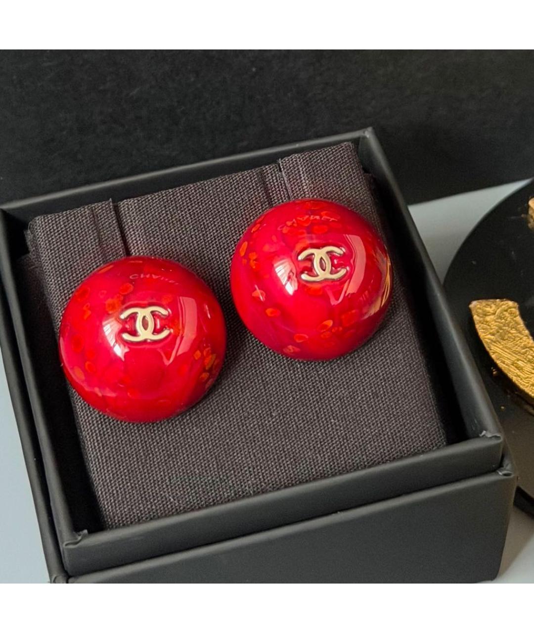 CHANEL Красные серьги, фото 3