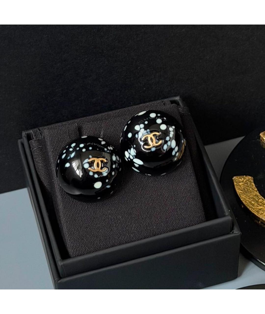 CHANEL Черные серьги, фото 3