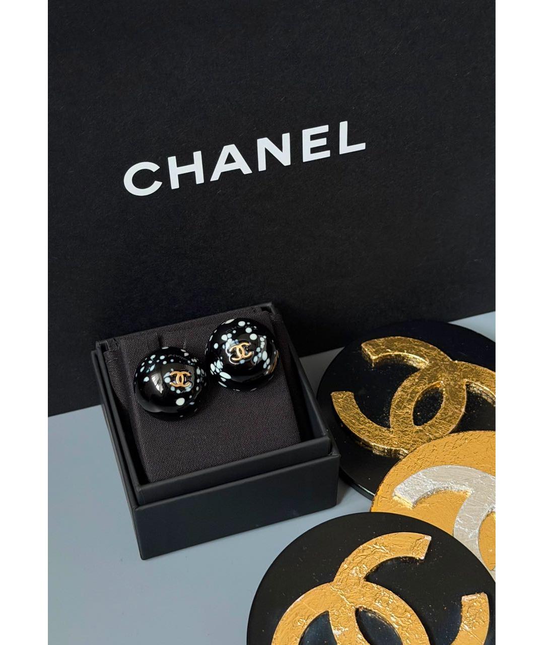 CHANEL Черные серьги, фото 2