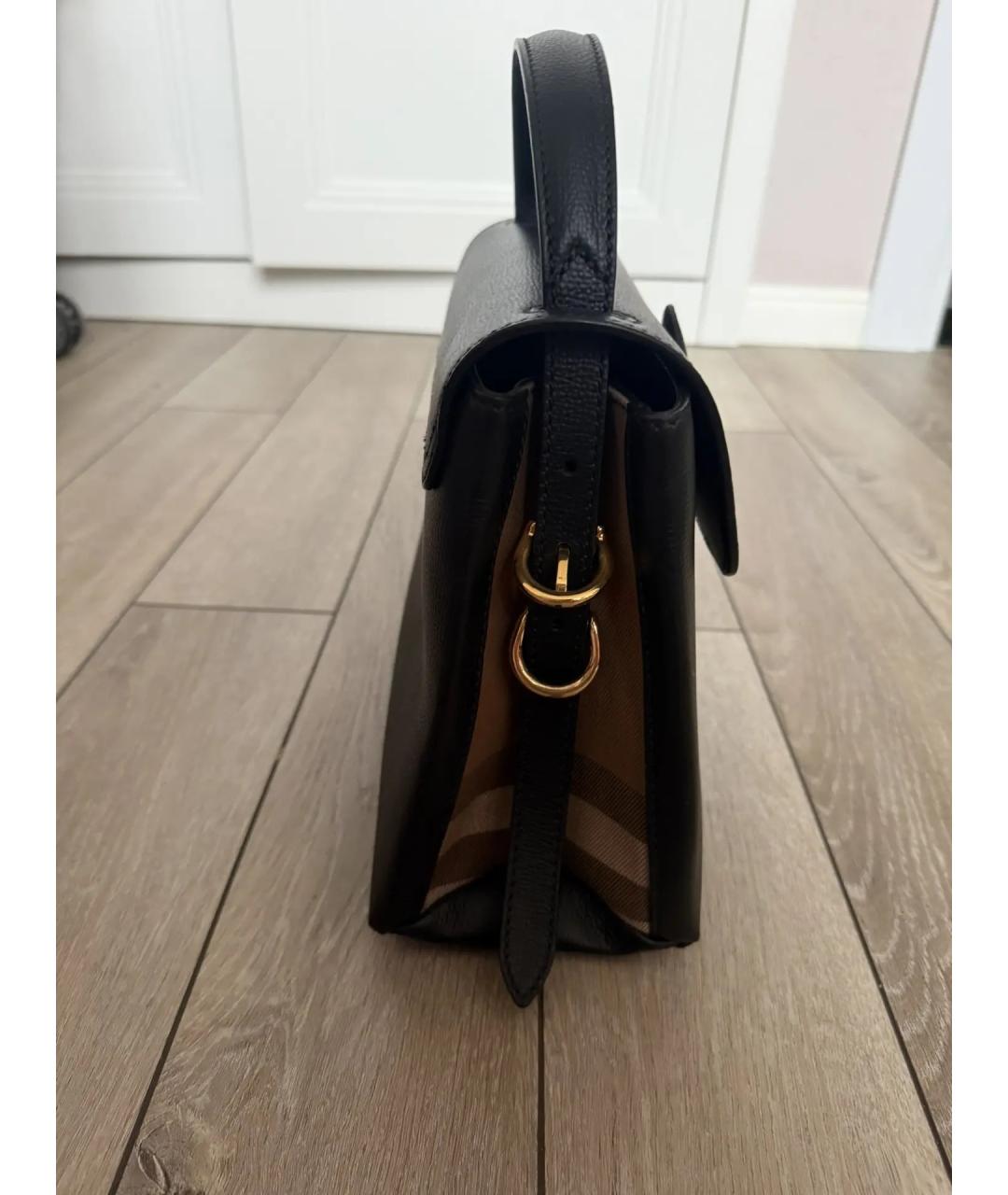 BURBERRY Черная сумка с короткими ручками из искусственной кожи, фото 8
