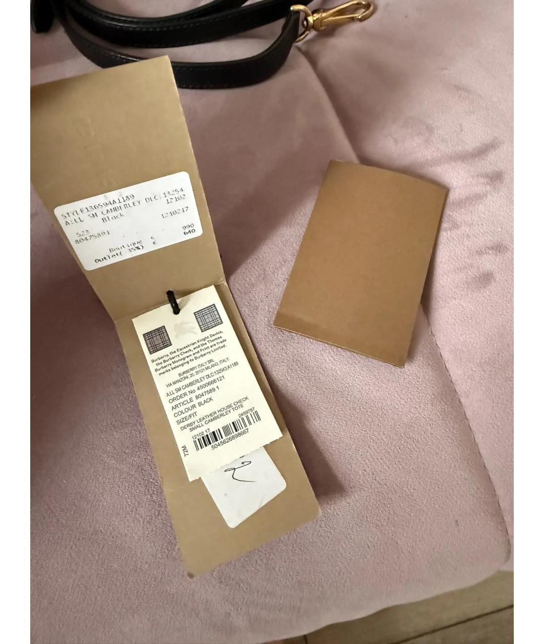 BURBERRY Черная сумка с короткими ручками из искусственной кожи, фото 9