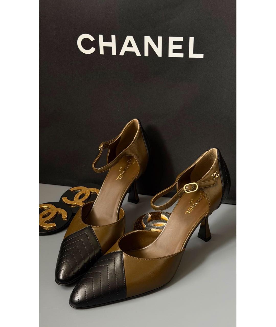 CHANEL Коричневые кожаные туфли, фото 2