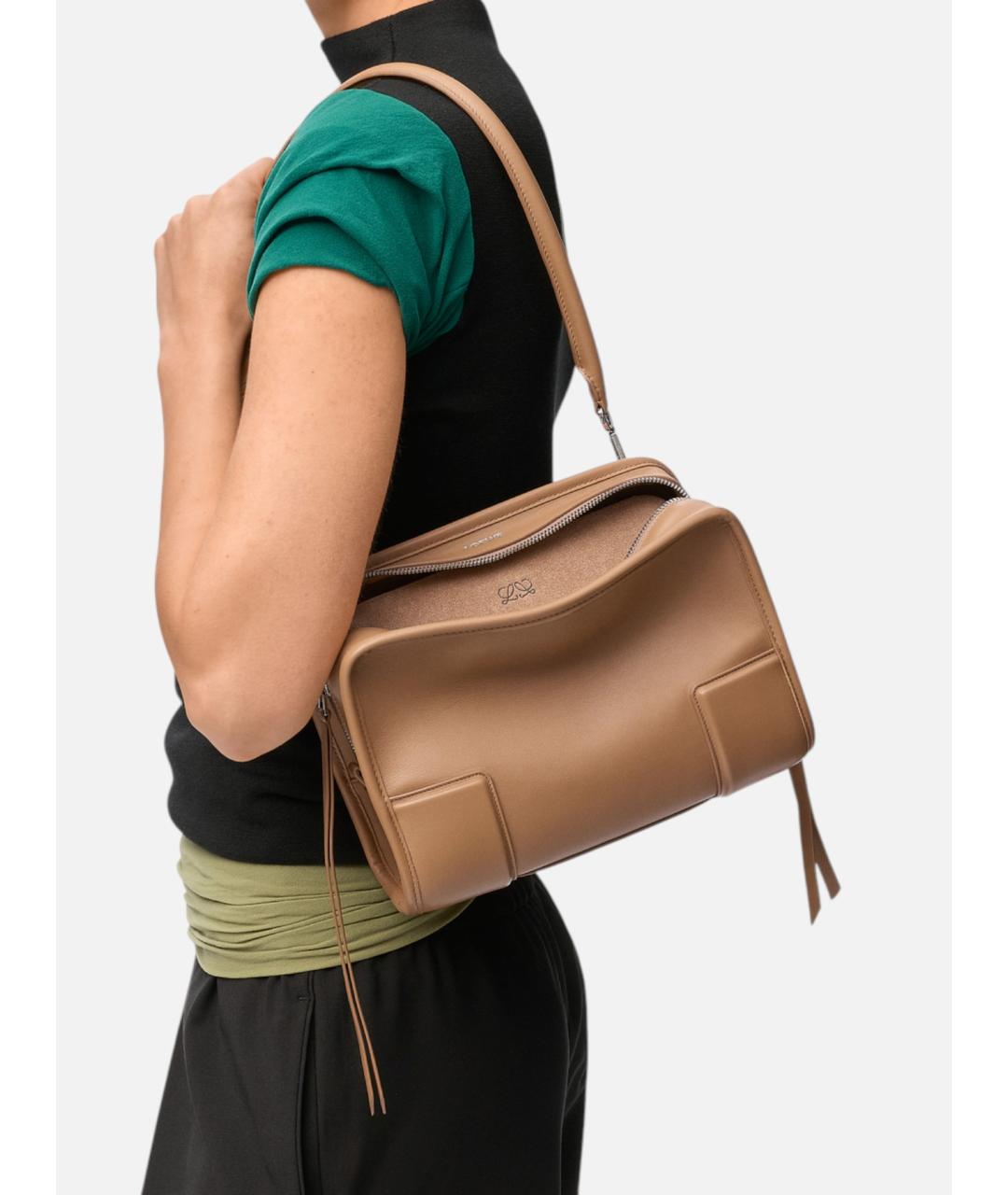 LOEWE Бежевая кожаная сумка тоут, фото 2