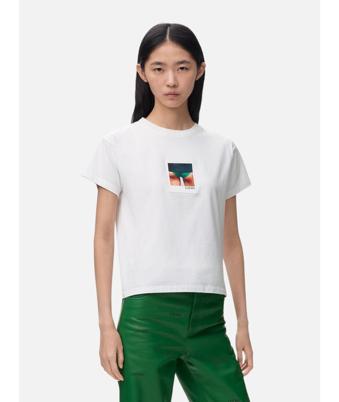 LOEWE Белая хлопковая футболка, фото 3