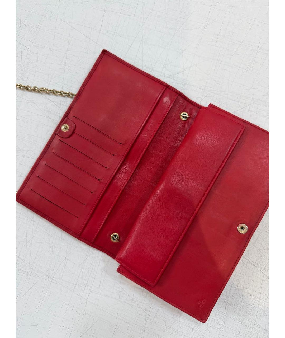 FENDI Красная кожаная сумка через плечо, фото 4