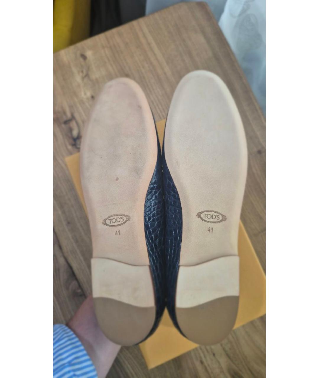TOD'S Темно-синие кожаные лоферы, фото 5