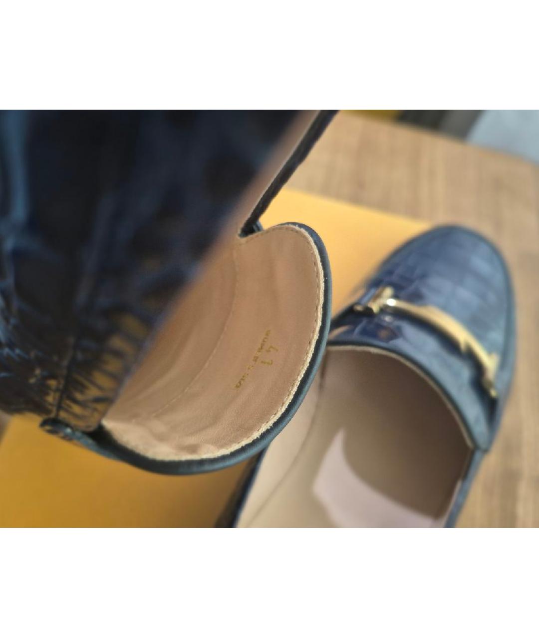 TOD'S Темно-синие кожаные лоферы, фото 8