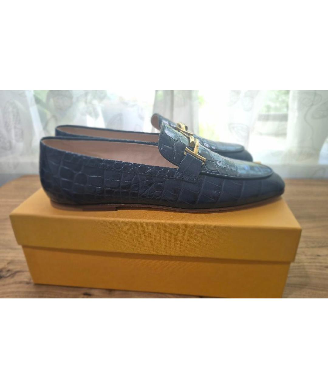 TOD'S Темно-синие кожаные лоферы, фото 7
