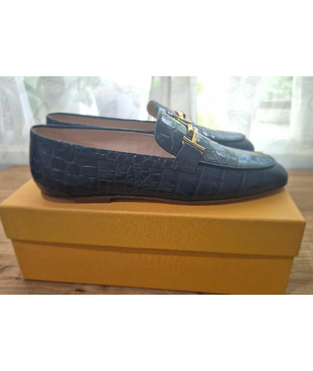 TOD'S Темно-синие кожаные лоферы, фото 9
