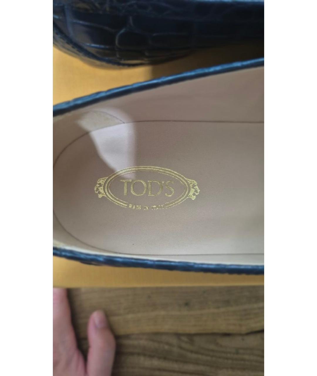 TOD'S Темно-синие кожаные лоферы, фото 6