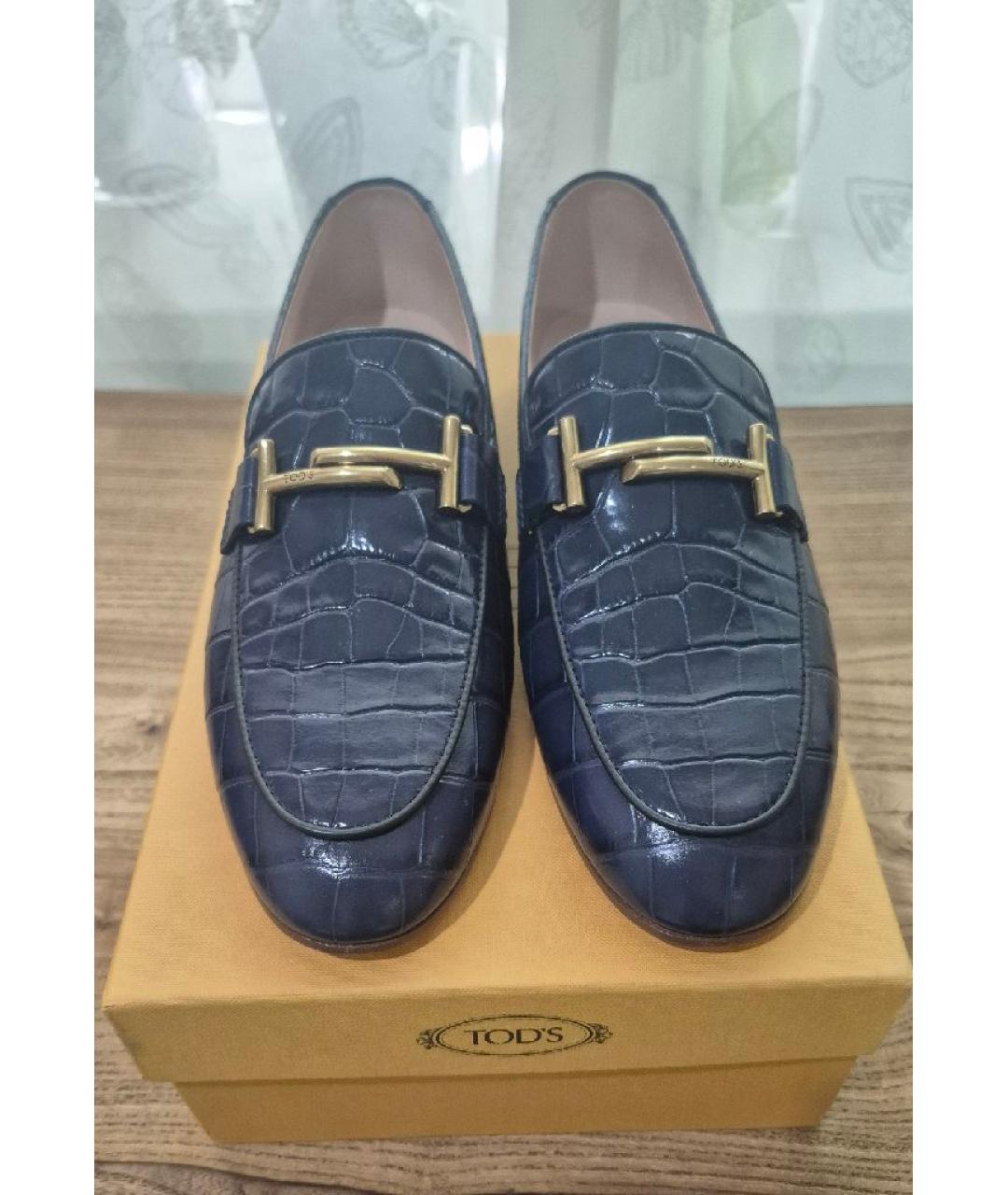 TOD'S Темно-синие кожаные лоферы, фото 2