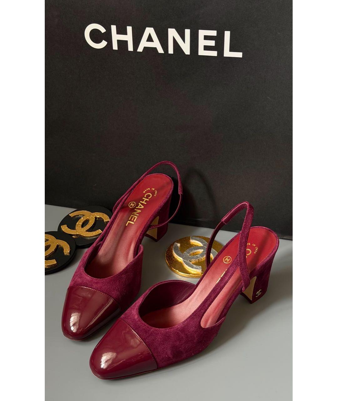 CHANEL Бордовые замшевые туфли, фото 2