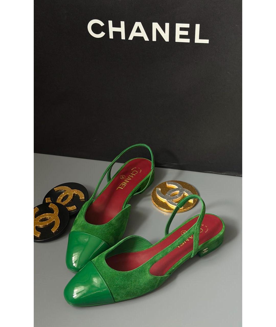 CHANEL Зеленые замшевые туфли, фото 2