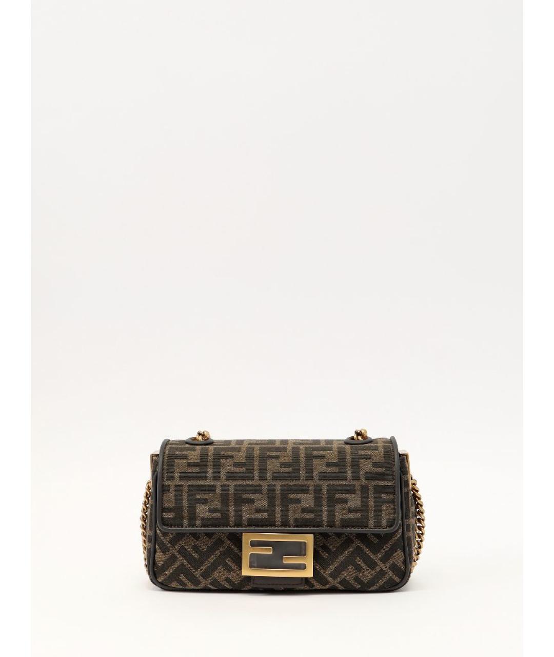 FENDI Коричневая жаккардовая сумка через плечо, фото 4