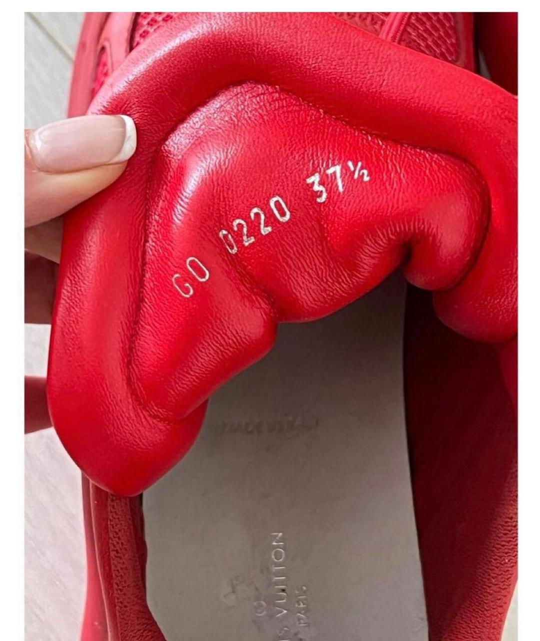 LOUIS VUITTON Красные кожаные кроссовки, фото 4