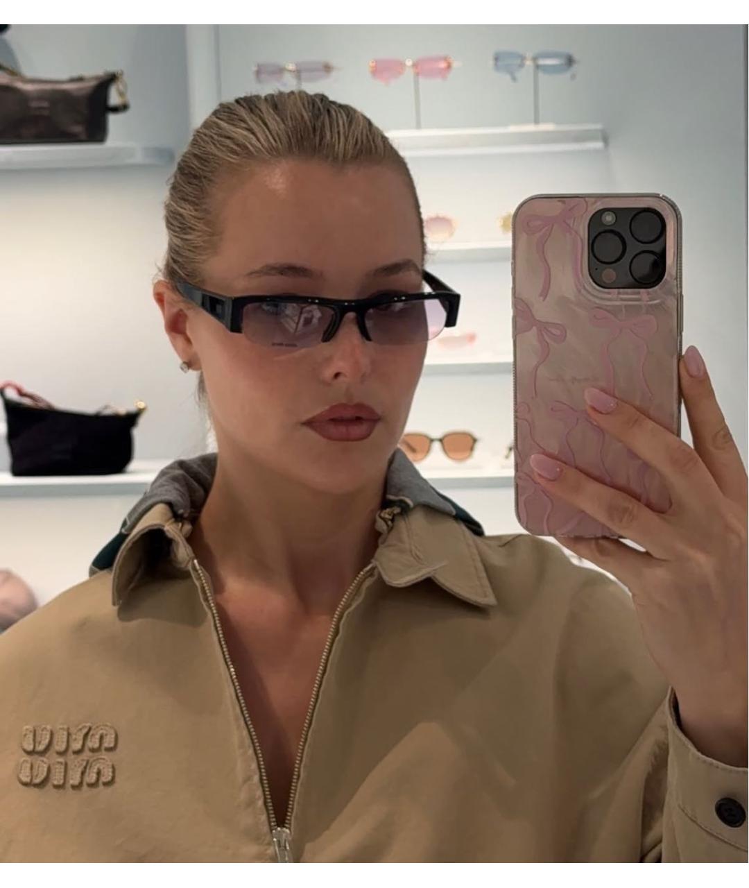 MIU MIU Черные пластиковые солнцезащитные очки, фото 3