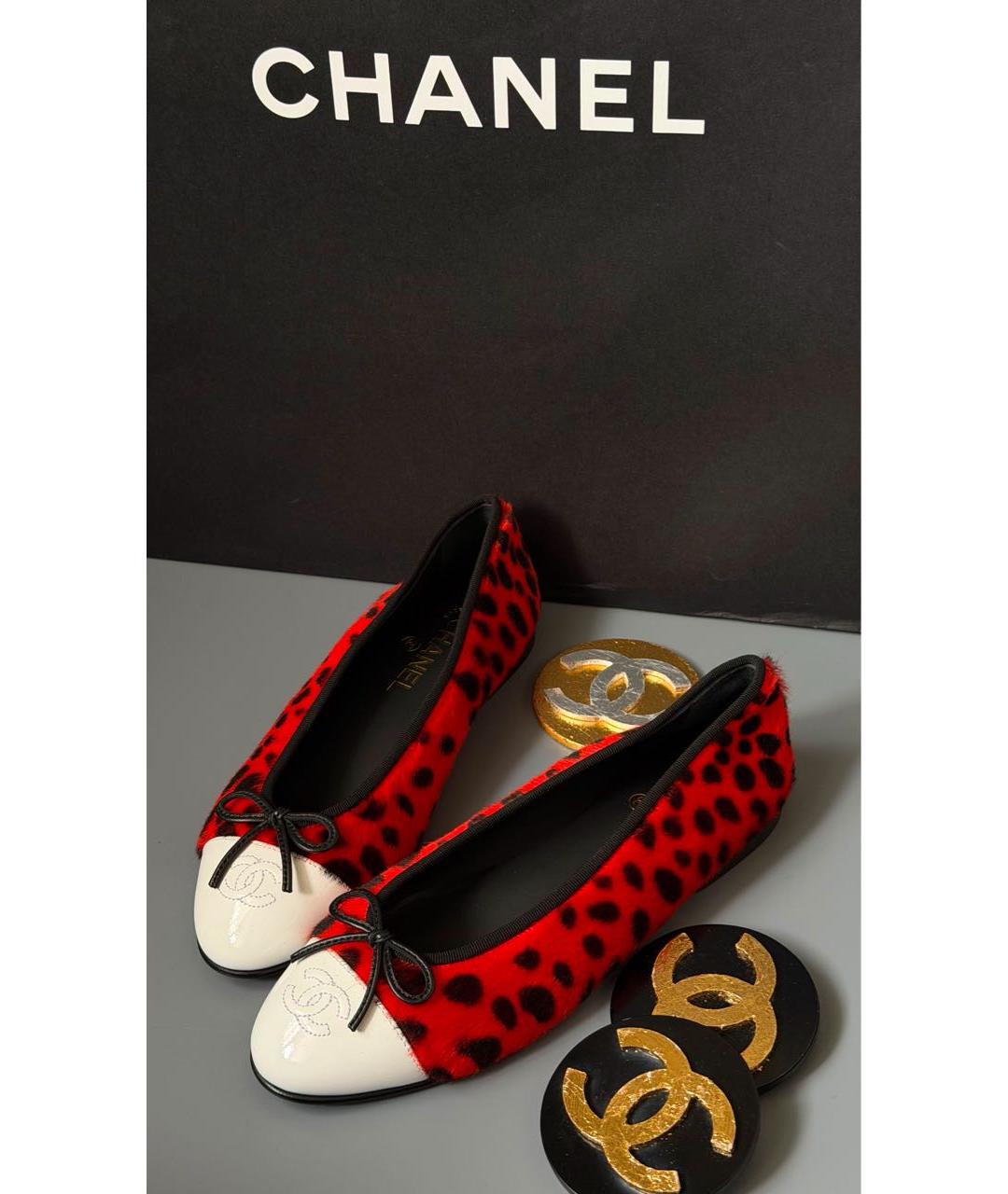 CHANEL Красные балетки, фото 2