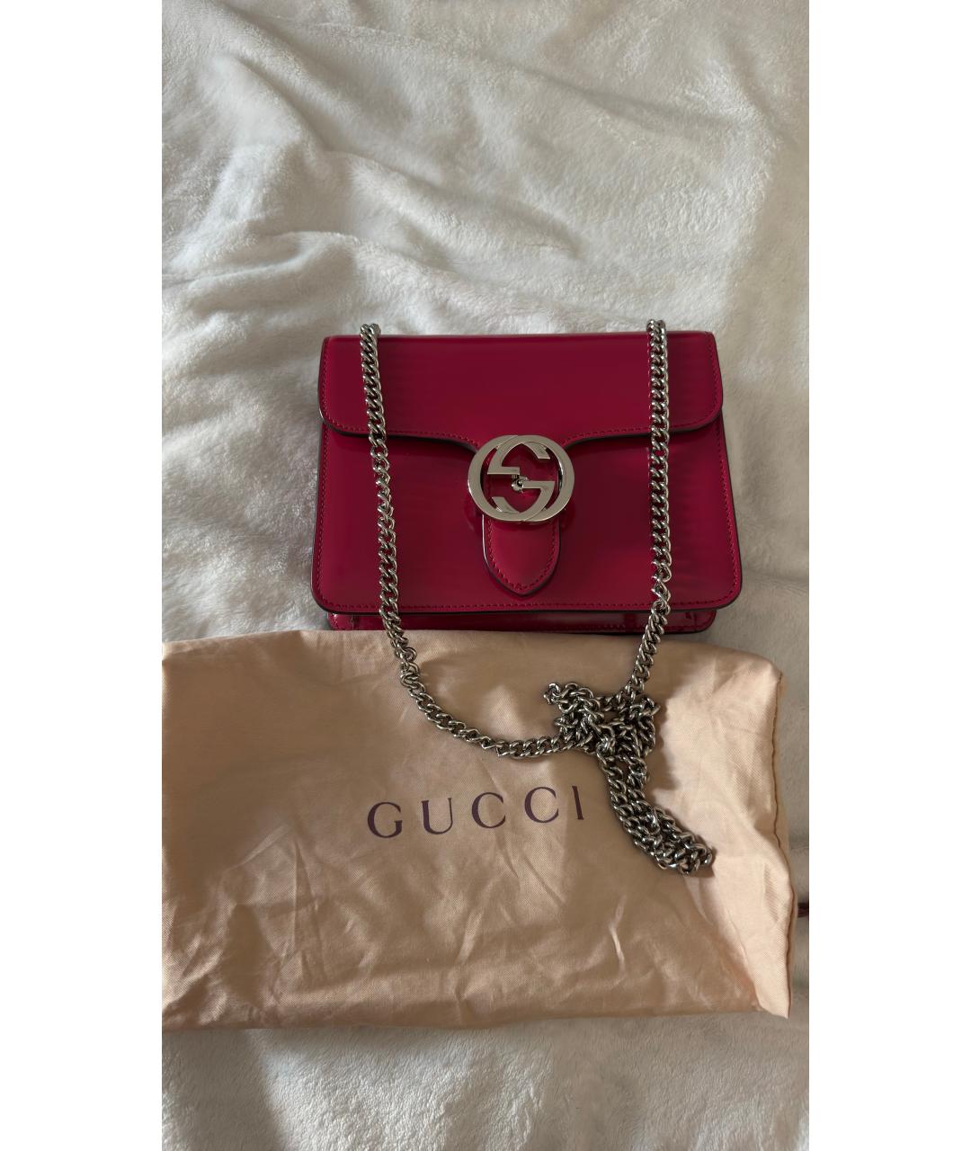 GUCCI Розовая кожаная сумка через плечо, фото 5