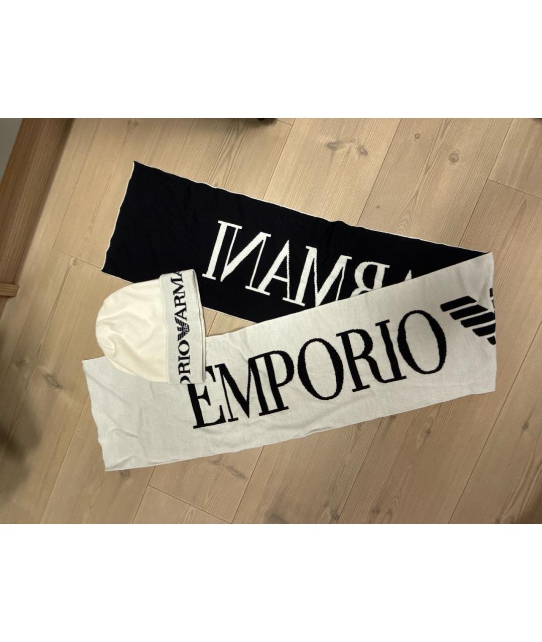 EMPORIO ARMANI Белый шерстяной шарф, фото 4