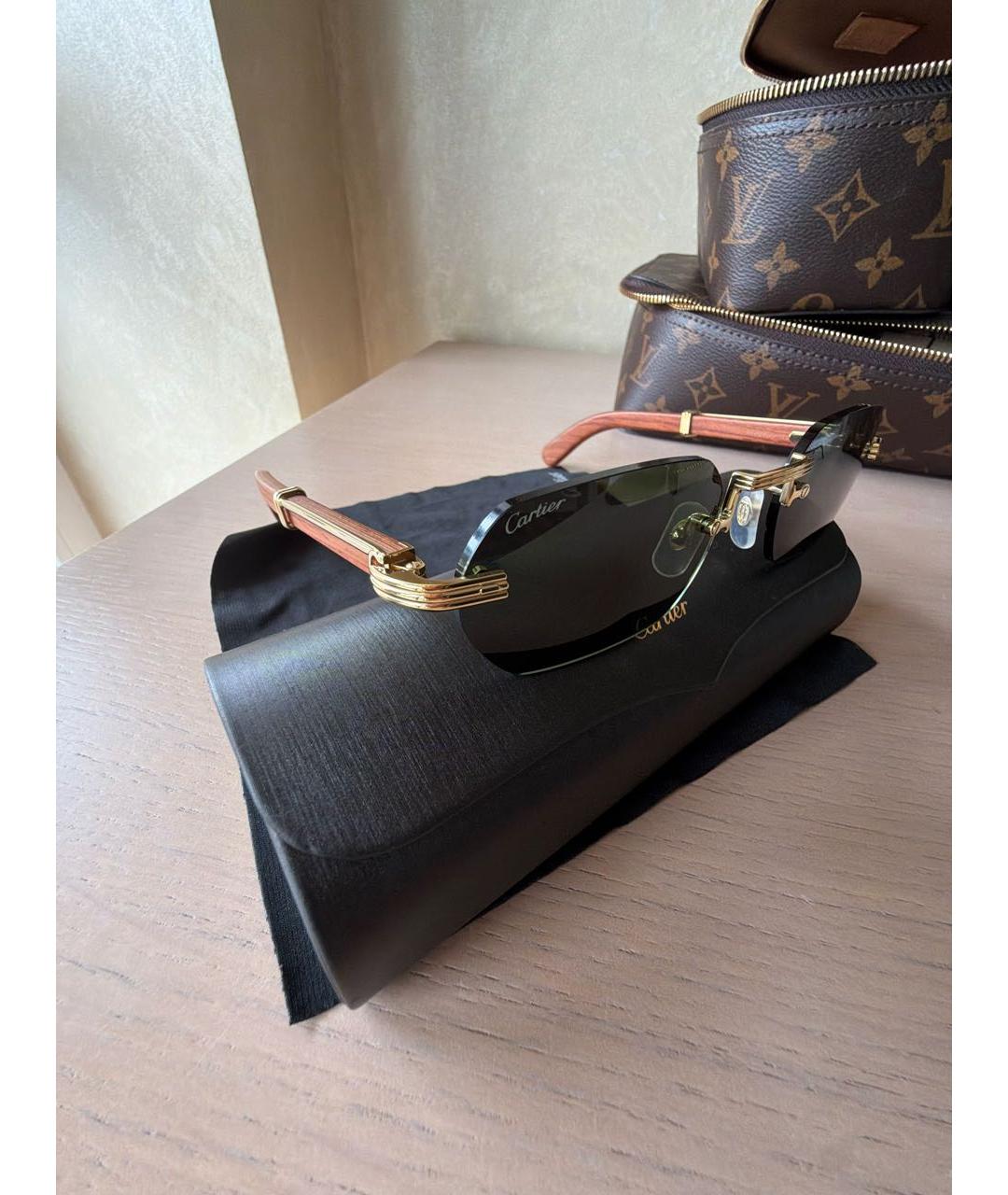 CARTIER Черные деревянные солнцезащитные очки, фото 2