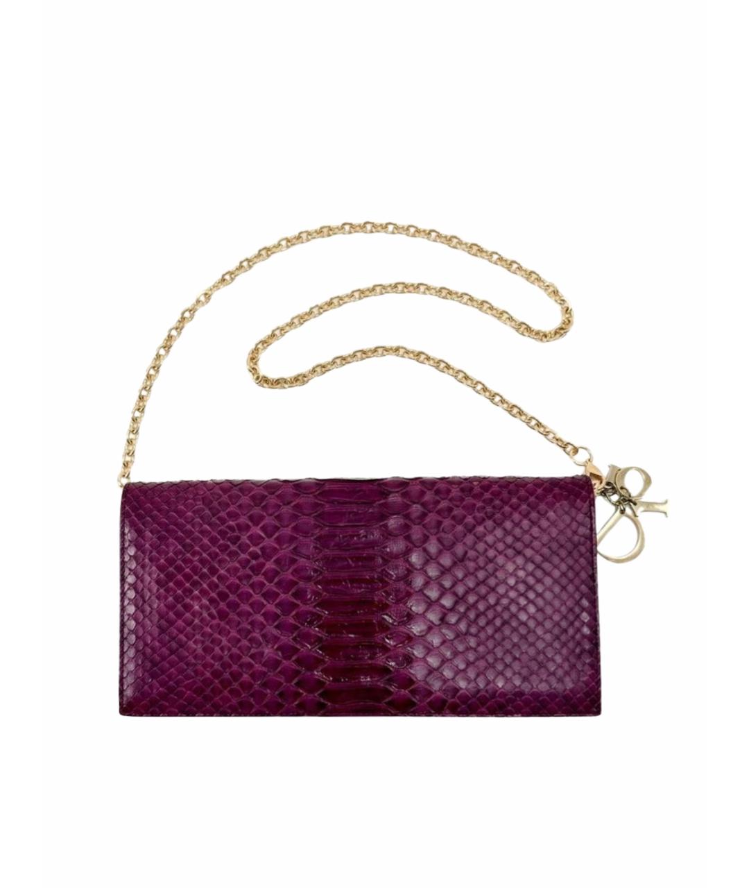 CHRISTIAN DIOR Фиолетовая сумка через плечо из кожи питона, фото 1