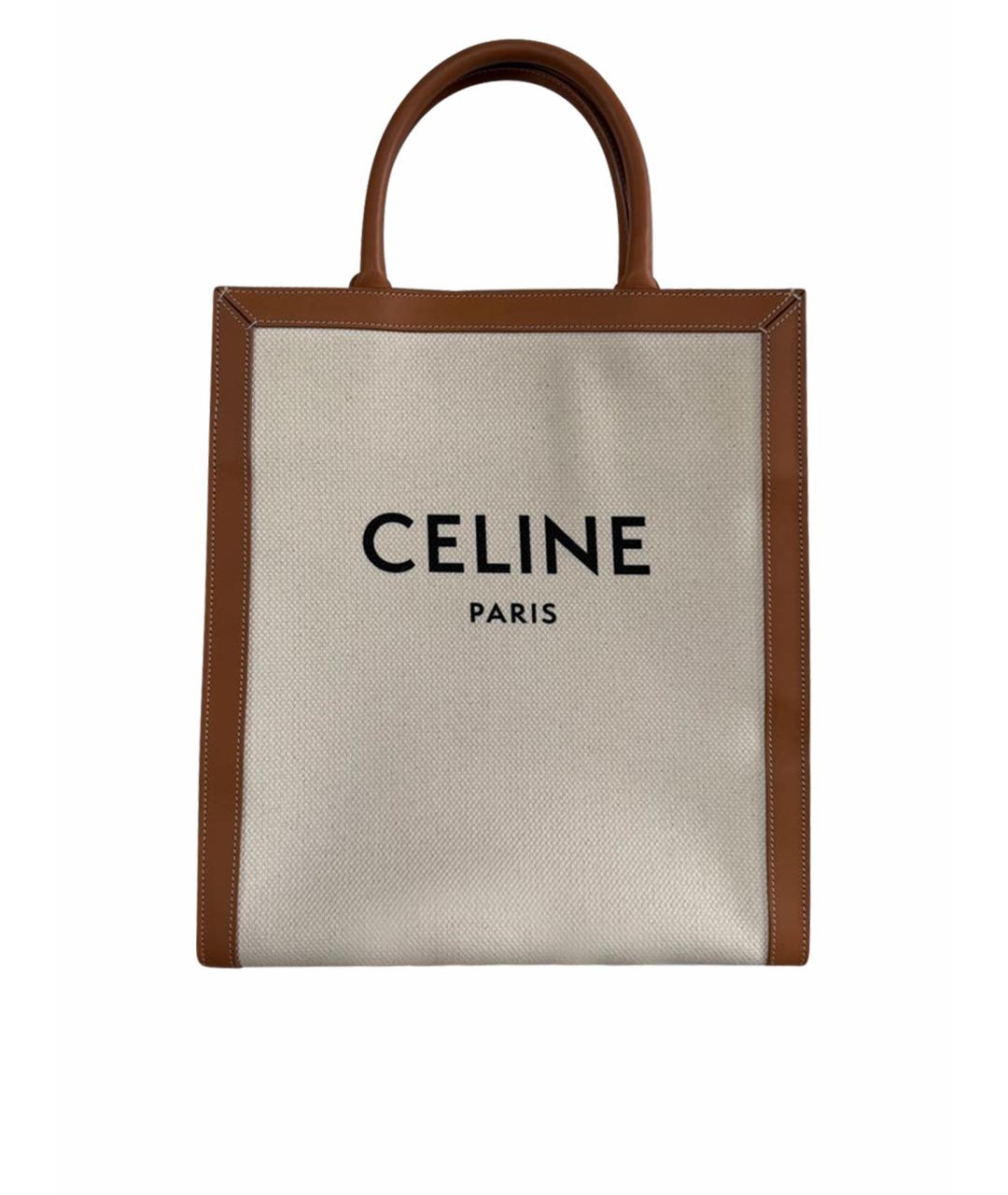 CELINE Бежевая тканевая сумка тоут, фото 1