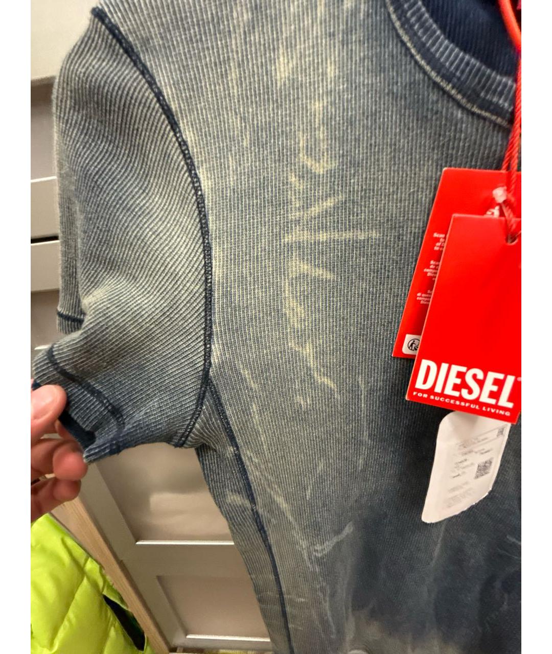 DIESEL Синяя хлопковая футболка, фото 6