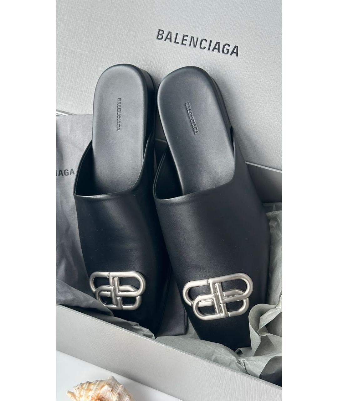 BALENCIAGA Черные кожаные сабо, фото 5