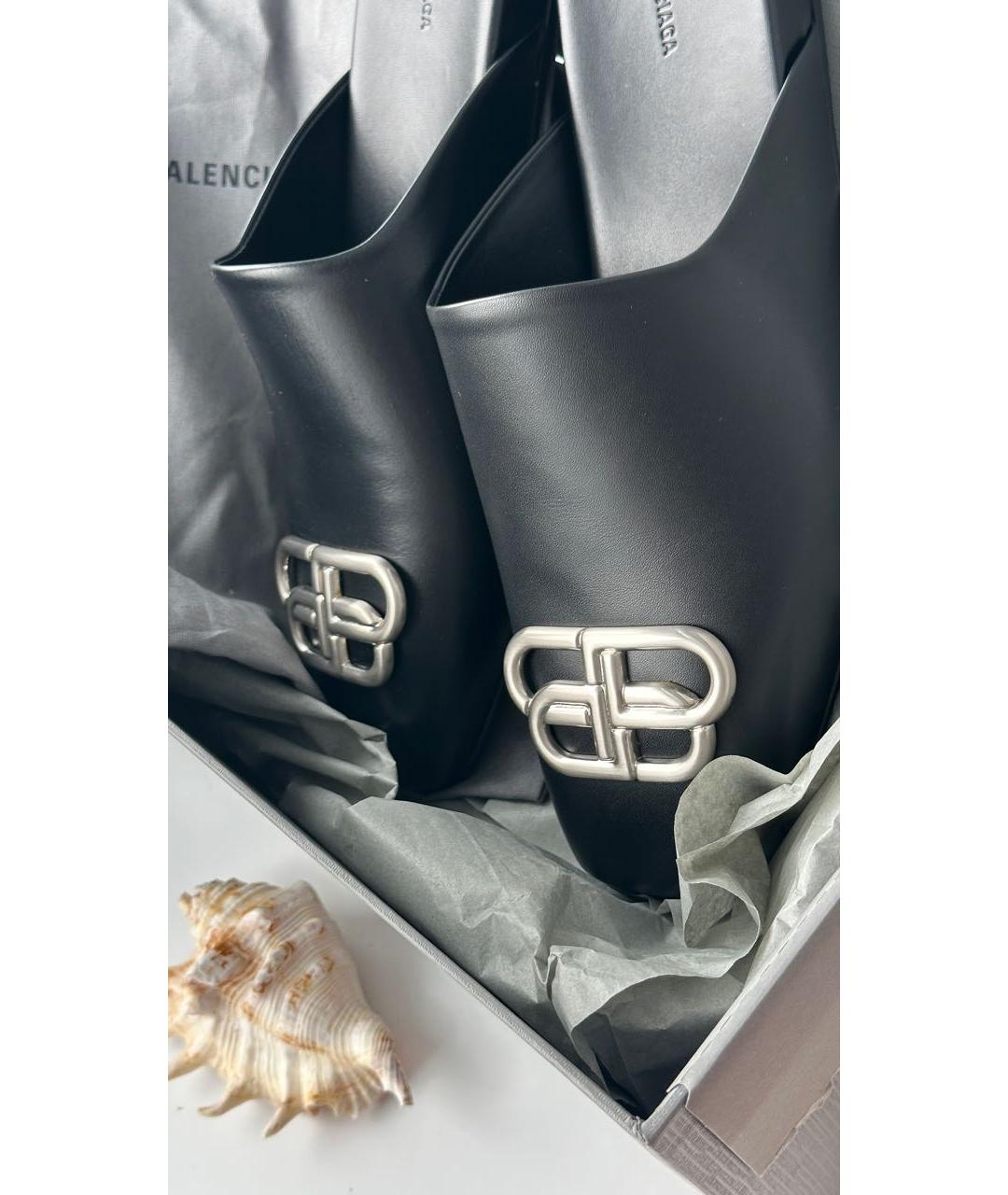 BALENCIAGA Черные кожаные сабо, фото 6
