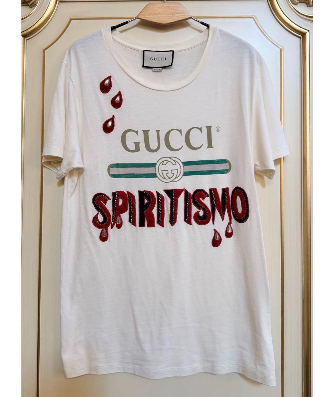 GUCCI Белая хлопковая футболка, фото 5