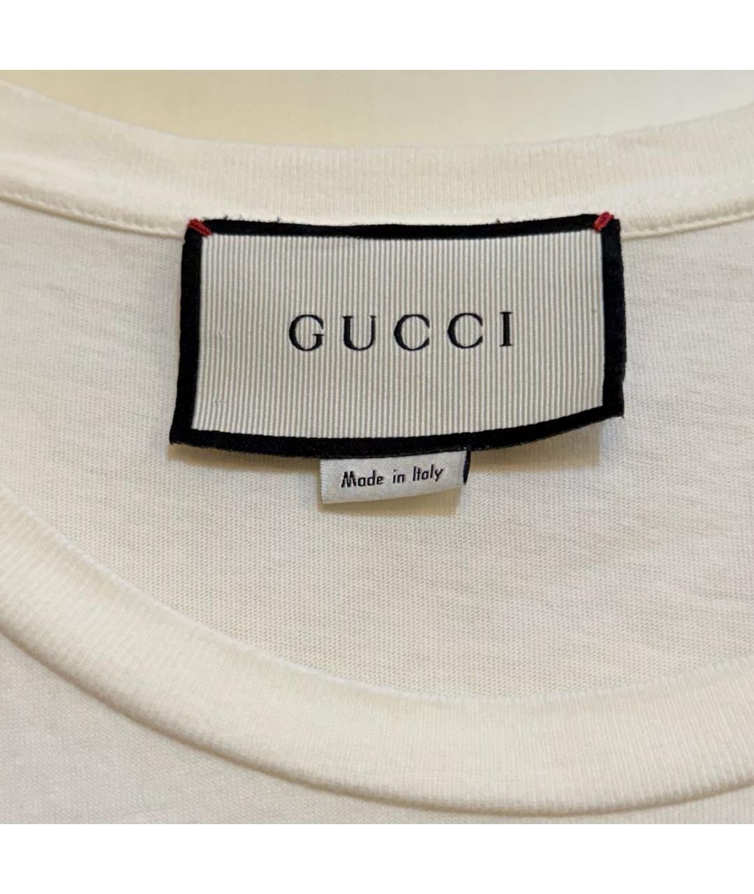 GUCCI Белая хлопковая футболка, фото 4
