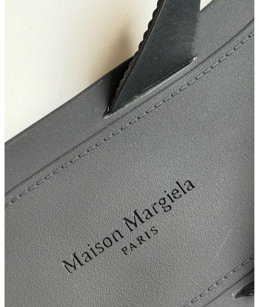 MAISON MARGIELA Черные резиновые шлепанцы, фото 4