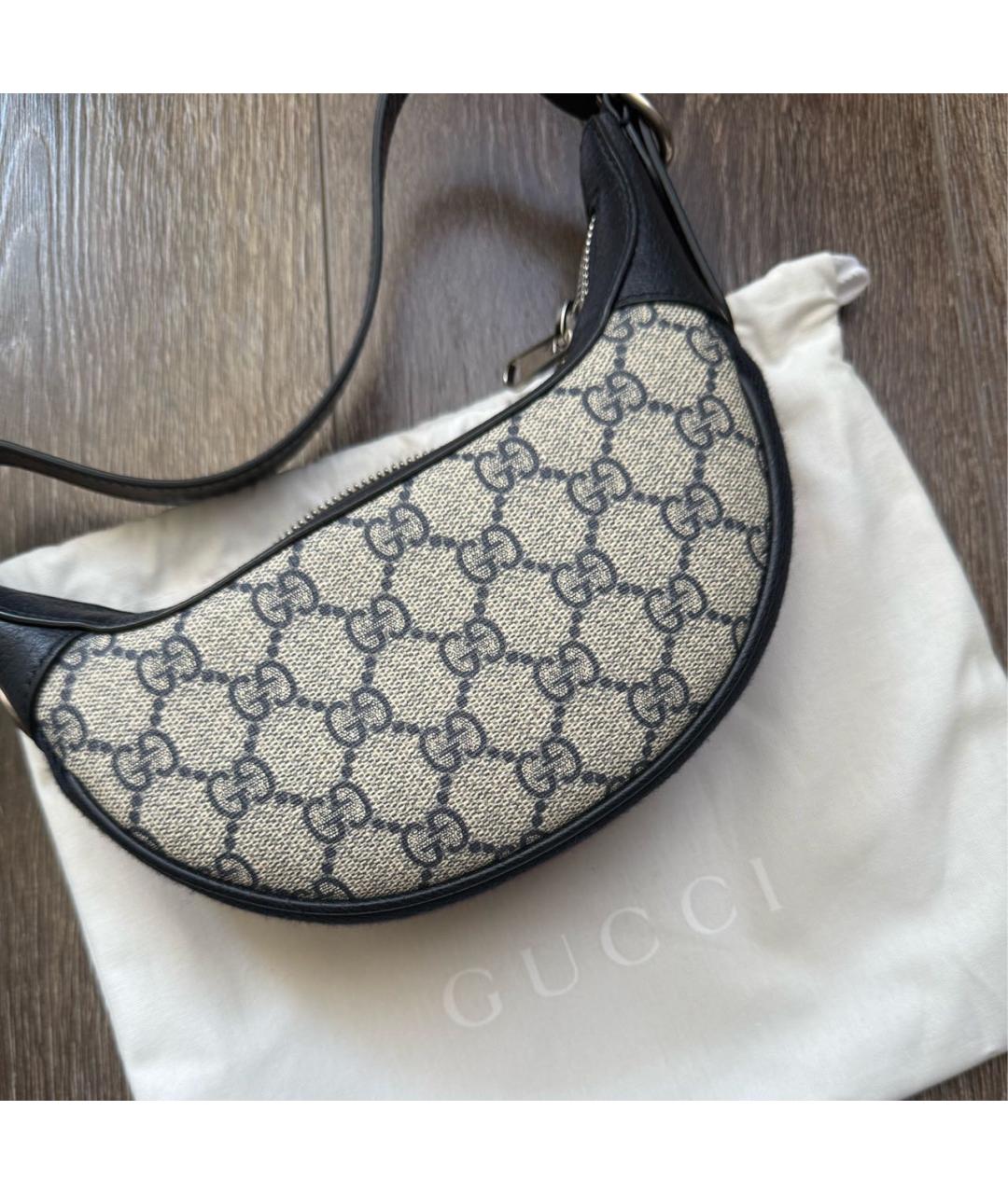 GUCCI Серая кожаная сумка с короткими ручками, фото 6