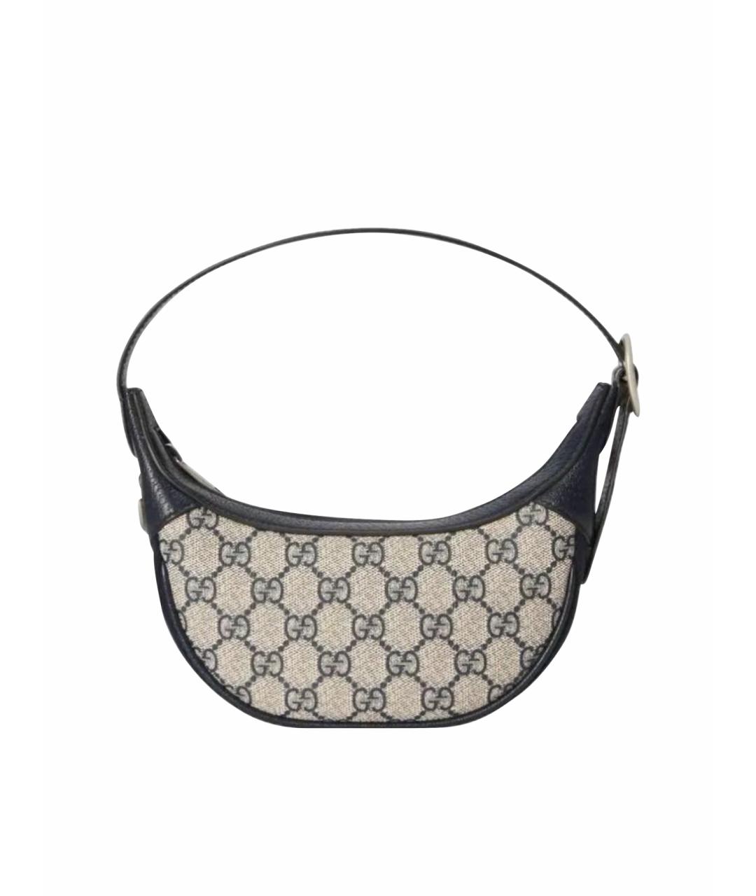GUCCI Серая кожаная сумка с короткими ручками, фото 1