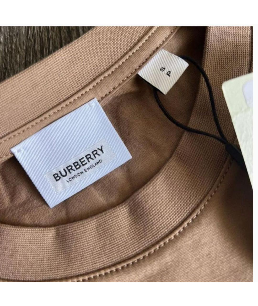 BURBERRY Бежевая хлопковая футболка, фото 3
